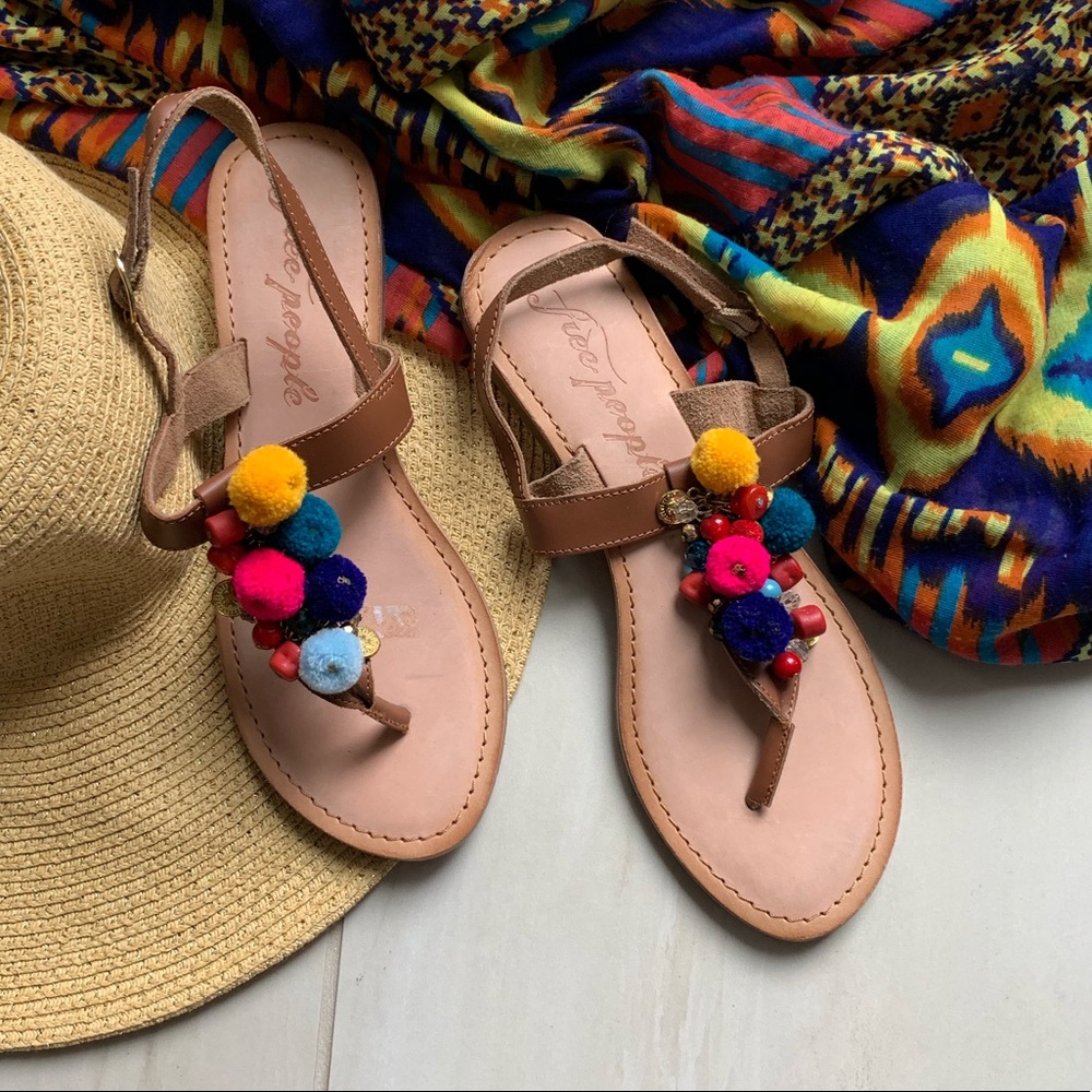 Free People Pom Pom thong sandals